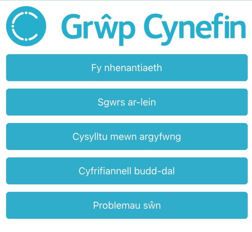 Llun o ddewislen ApCynefin